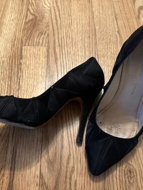 Charlotte Olympia Black Satin Pointed-Toe Stiletto Pumps - Sz 37